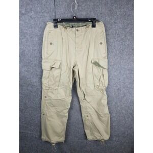 Vintage GAP Parachute Pants Men's Small Beige Cargo Ankle Tie Rave Y2K Cotton
